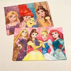 Disney Princess Standard Pillowcase Lot 2 Rapunzel Ariel Belle Cinderella